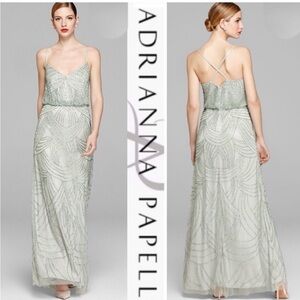 Adrianna Papell Women's Mint Beaded Maxi Dress
